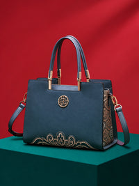 Embroidered Leather Handbag
