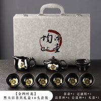 Black Tenmoku Gold Leaf Tea Set