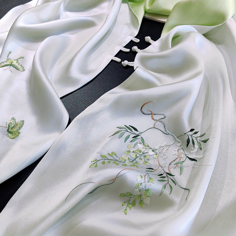 Mulberry Silk Embroidered Qipao Shawl