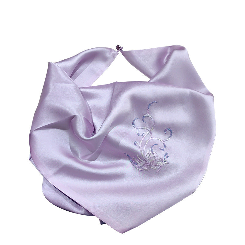 Mulberry Silk Embroidered Square Scarf 55cm