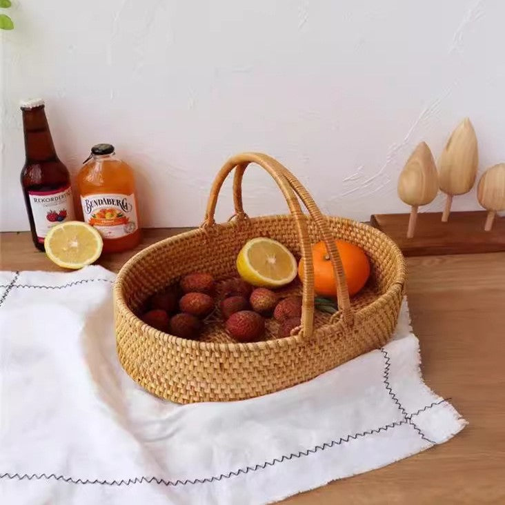 Rattan Picnic Basket with Handle