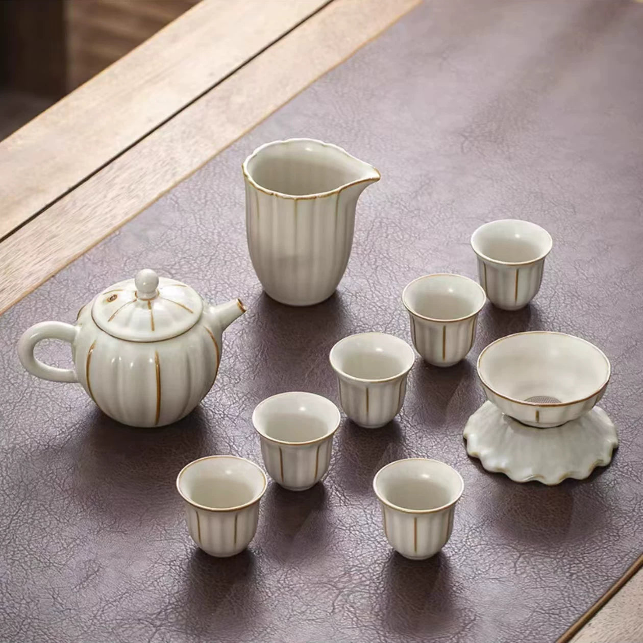 Ru Kiln Tea Set with Tea Tray