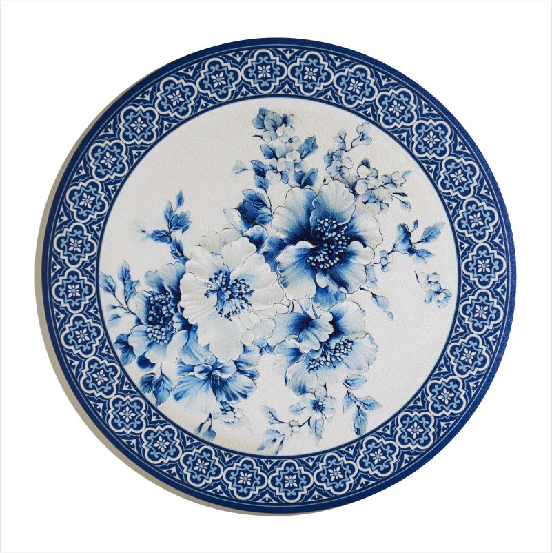 复古花卉油画系圆形西餐垫 咖啡杯圆垫 PVC印花防水防油高档餐垫