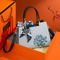 Embroidered Crossbody Top-Handle Bag