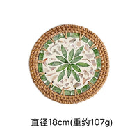 Rattan & Shell Coaster