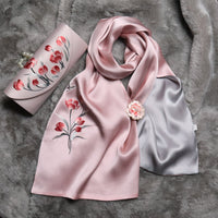 Su Embroidery Silk Scarf, Clutch and Ring Set