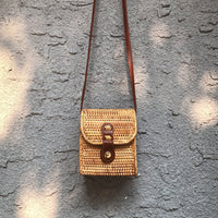Handwoven Rattan Crossbody Bag