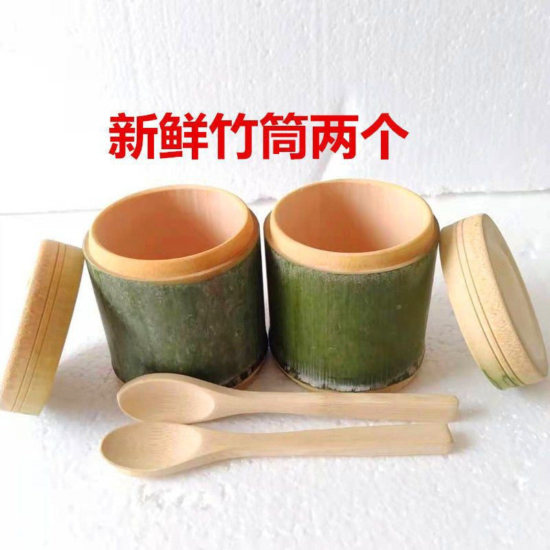 Bamboo Rice Tube with Lid & Spoon
