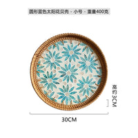 Rattan & Shell Inlay Round Tray