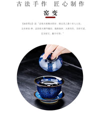 Kiln-Change Jian Ware Loop-Handle Tea Set
