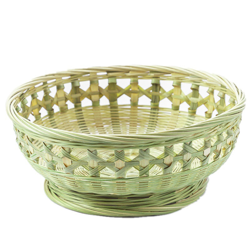 Footed Openwork Bamboo Fruit Basket