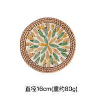 Rattan & Shell Coaster