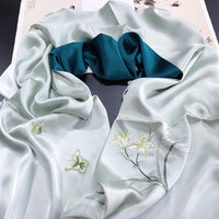 Daylily Su Embroidered Silk Scarf, 175cm