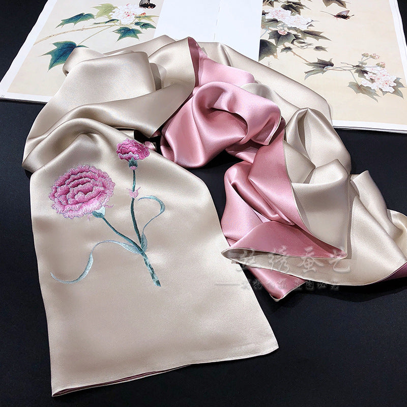 Suzhou Su Embroidery Silk Scarf