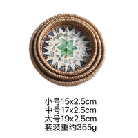 Mini Rattan & Shell Basket Set of 3