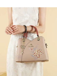 Carnation or Azalea Embroidered Handbag