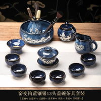 Tin-Inlaid Traditional Chinese Tea Set