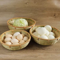 Smooth-Rim Green Bamboo Basket