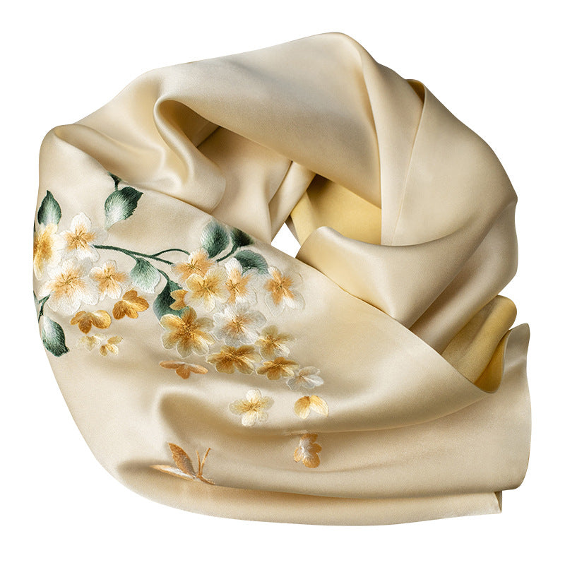 Su Embroidery Mulberry Silk Scarf with Gift Box