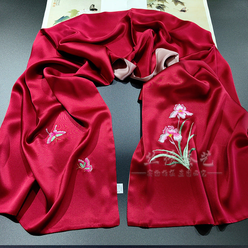 Su Embroidery Mulberry Silk Scarf, 175 cm