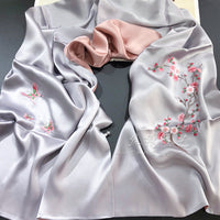 Peach Blossom Su Embroidered Silk Scarf