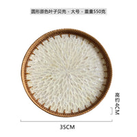 Rattan & Shell Inlay Round Tray