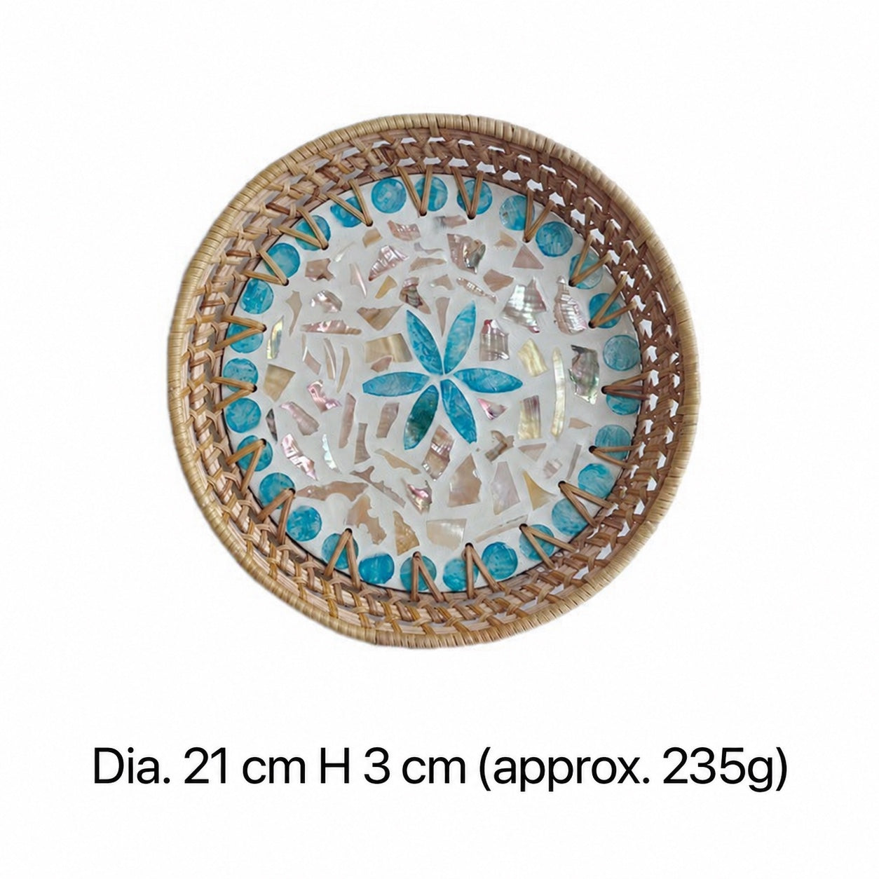 Openwork Rattan & Shell Tray