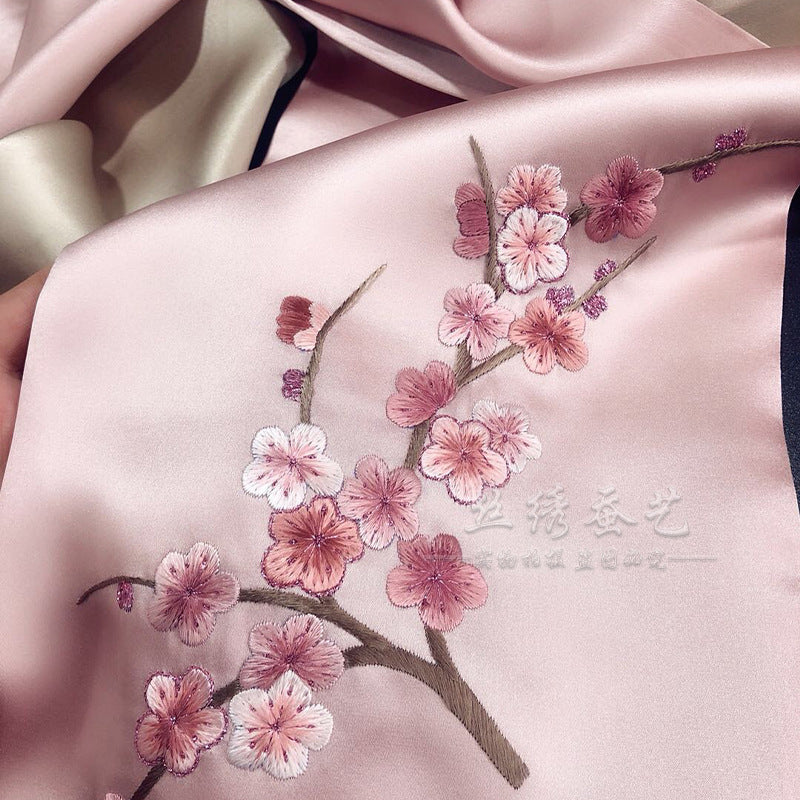 Plum Blossom Double-Layer Silk Scarf
