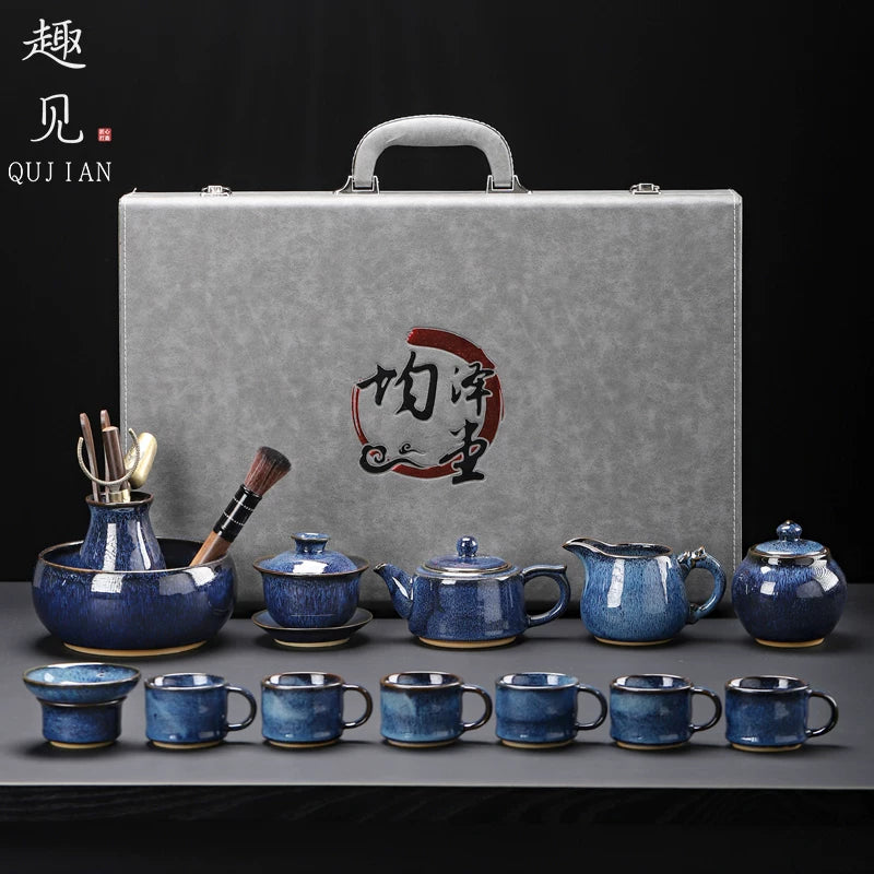 Jun Kiln Side-Handle Teapot Tea Set