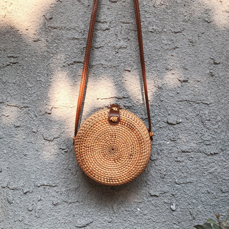 Handwoven Rattan Crossbody Bag